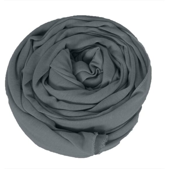 Extra Long Gray Jersey Knit Head Wrap for Women | Stretchy African Turban Scarf - Picture 4 of 6